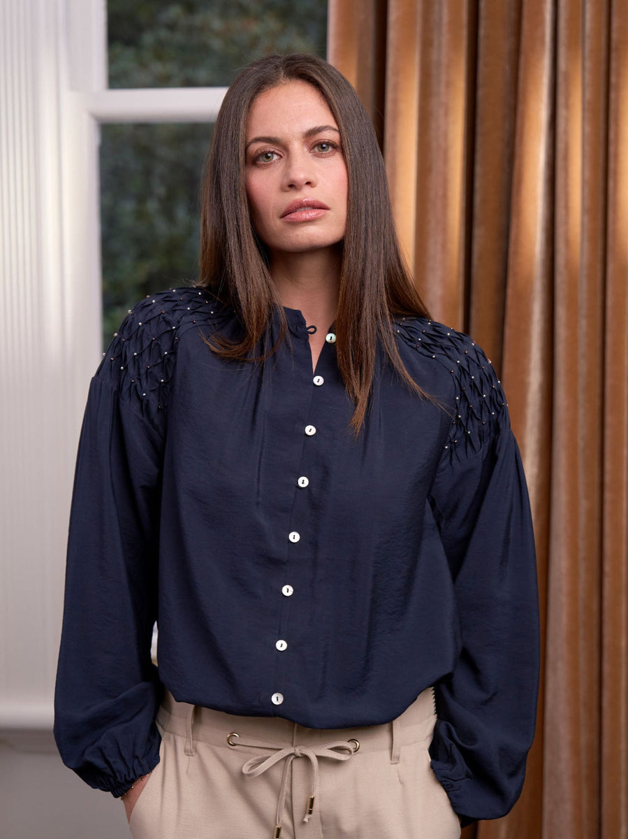 Bijou Blouse in Indigo – Clevedon Woolshed