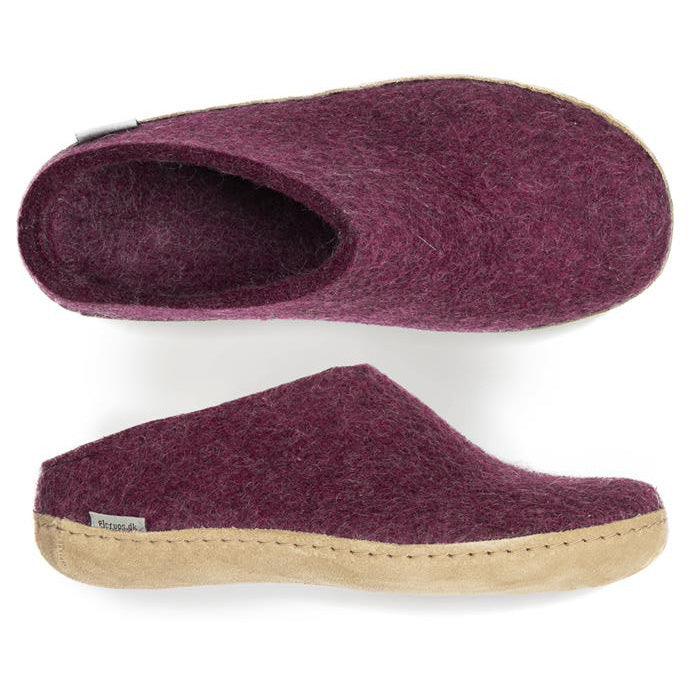 Glerups NZ Felted Wool Slip On With Leather Sole - Cranberry – Clevedon ...