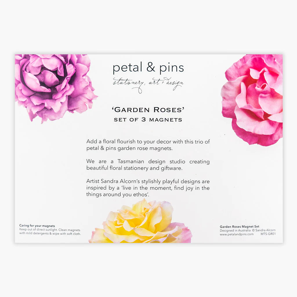 Petal & Pins Garden Roses Fridge Magnets