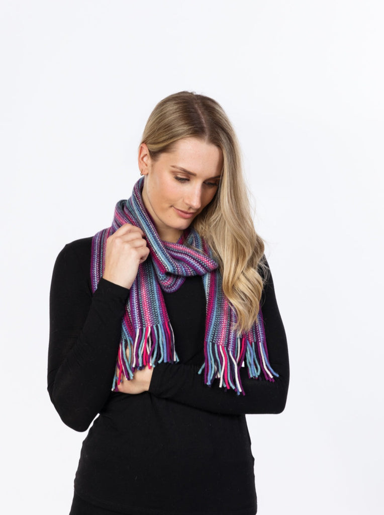 NX738 Possum Merino Multi Stripe Scarf Native World