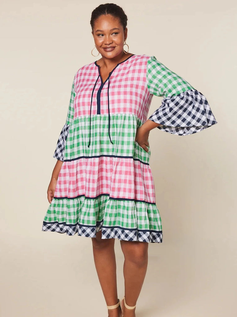 Adrift Scout Linen Dress in Treviso Checks 