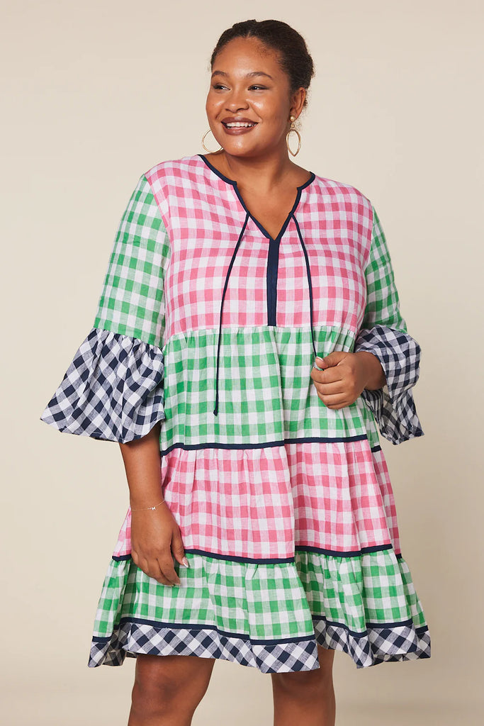 Adrift Scout Linen Dress in Treviso Checks