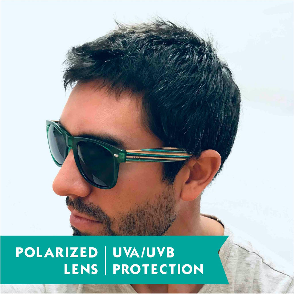 524 Wild Kiwi wooden Sunglasses - Dark Green