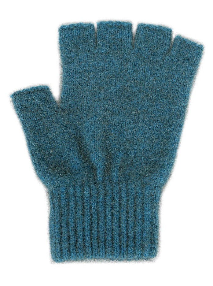 Teal possum merino fingerless gloves
