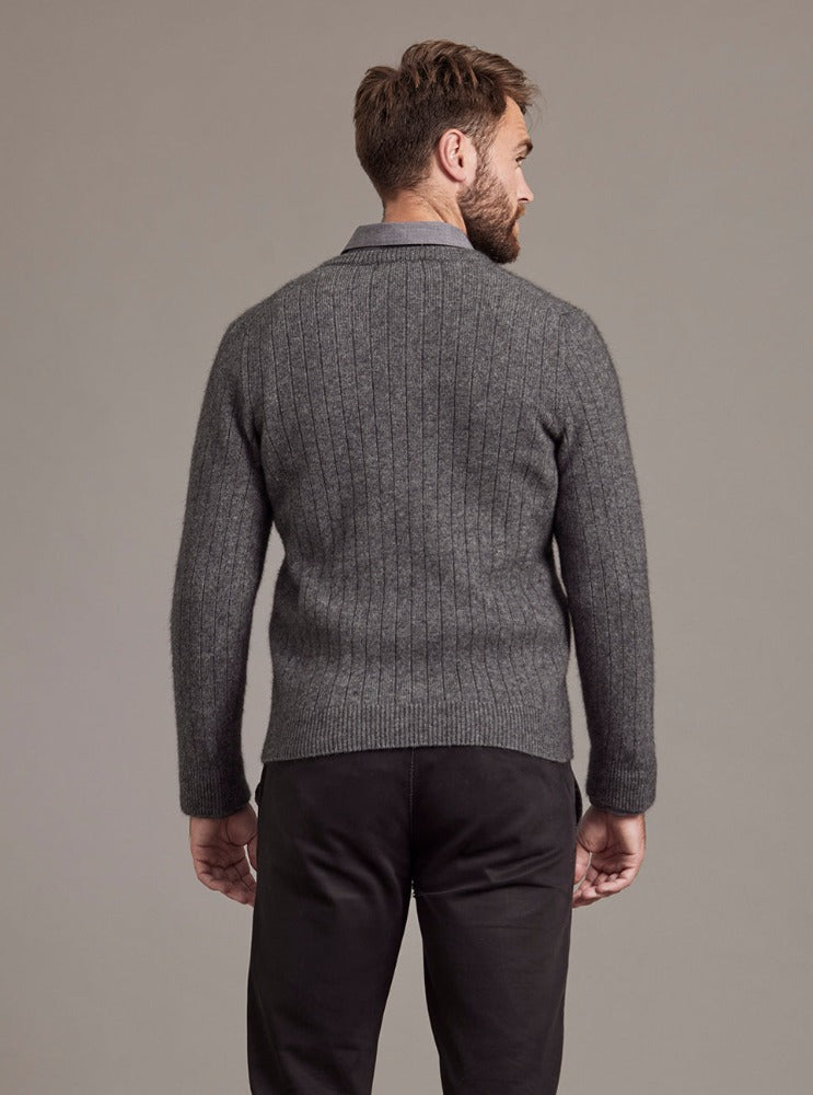 McDonald V Rib Jumper in Pewter