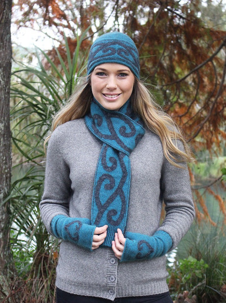 Aroha Beanie in teal Possum Merino by Lothlorian