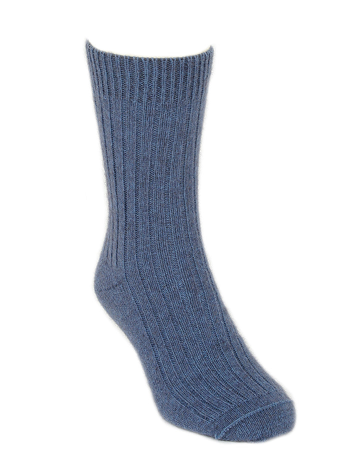 Casual Ribbed Possum Merino Sock by Lothlorian - Light Blue
