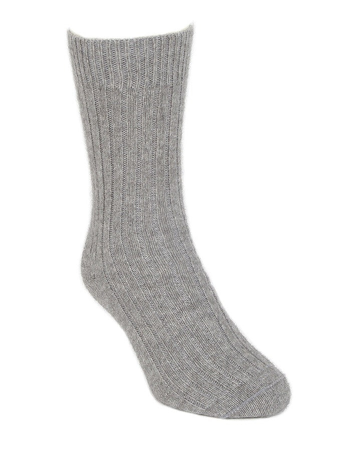 Casual Ribbed Possum Merino Sock by Lothlorian - Silver