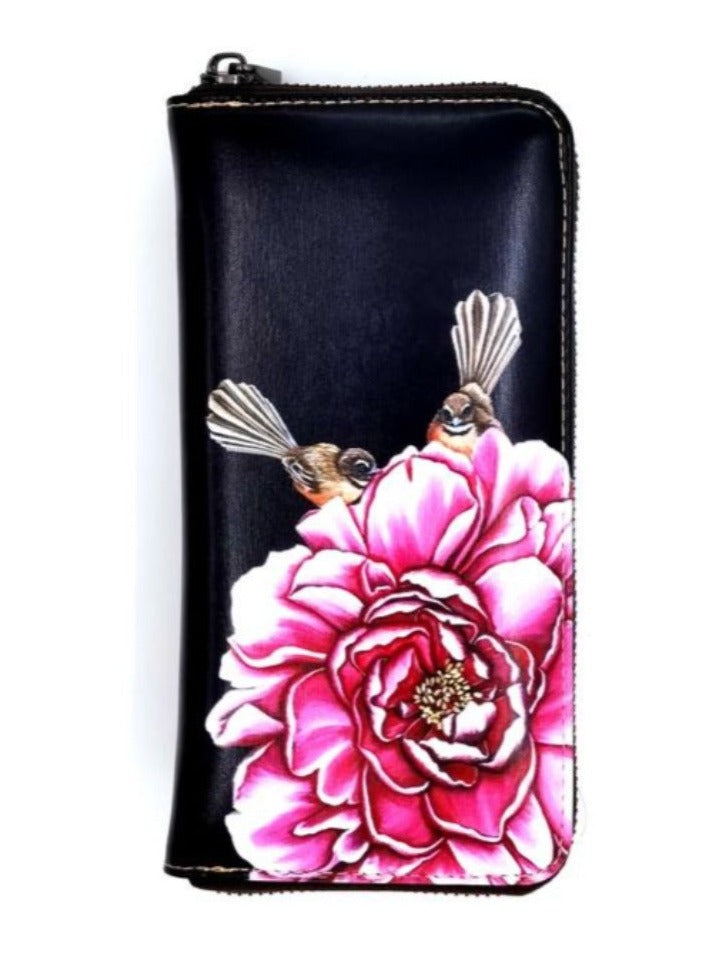 NZ Artist Design Wallet Anita Madhav Design with Full Zip & 2 Fantails