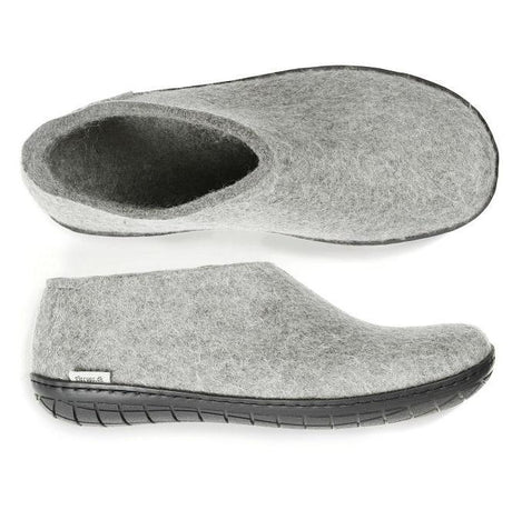 Glerups Black Rubber Sole Felted Woollen Shoe Grey
