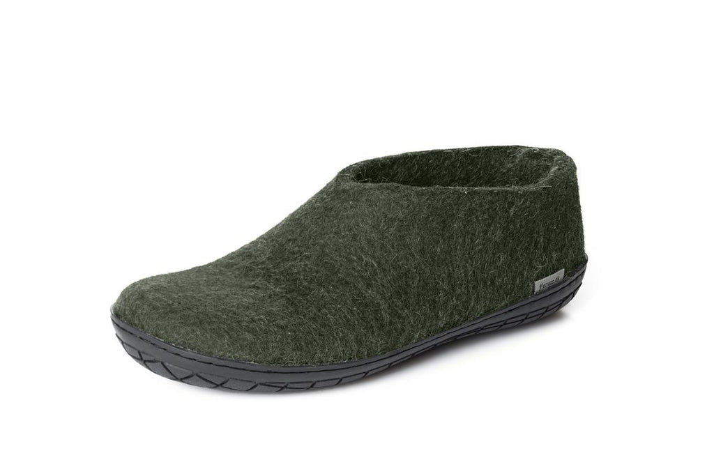 Glerups Black Rubber Sole Felted Woollen Shoe Forest