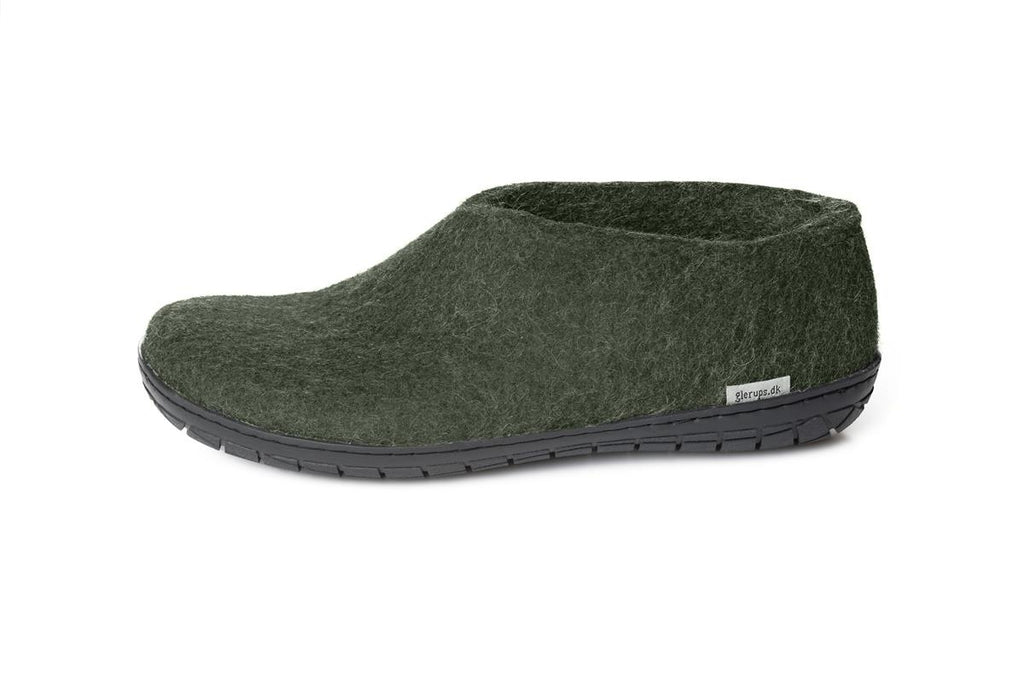 Glerups Black Rubber Sole Felted Woollen Shoe Forest