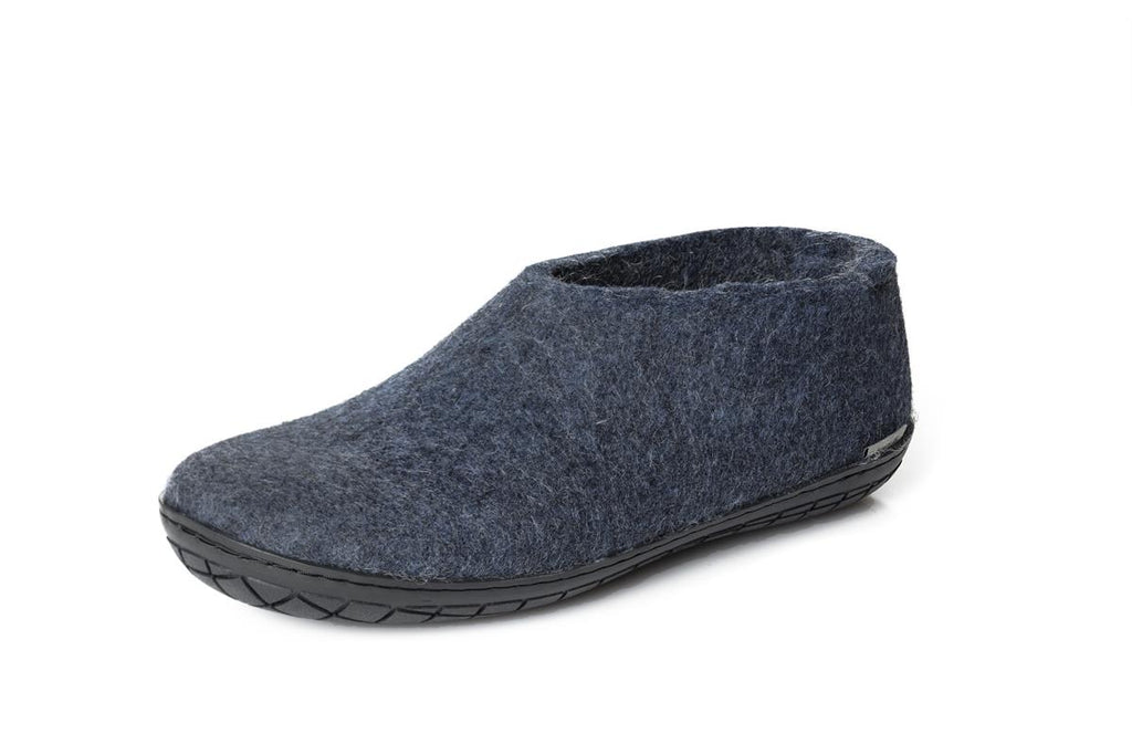 Glerups Black Rubber Sole Felted Woollen Shoe in Denim