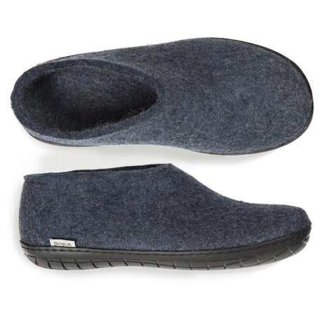 Glerups Black Rubber Sole Felted Woollen Shoe in Denim