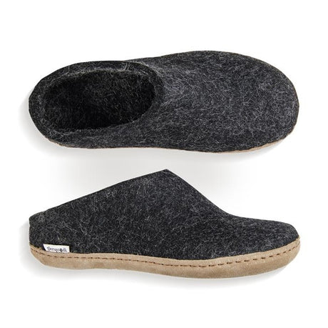 Glerups NZ Indoor Shoe Slipper with Leather sole in Charcoal