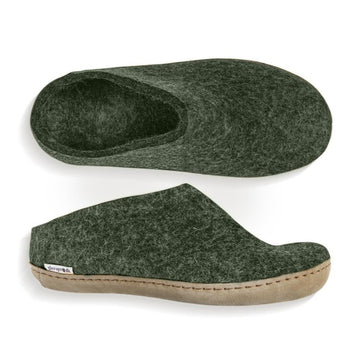 Glerups Leather Sole Slip On in Forest