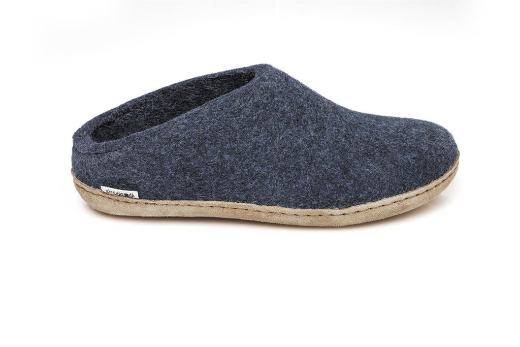 Glerups Leather Sole Slip On in Denim