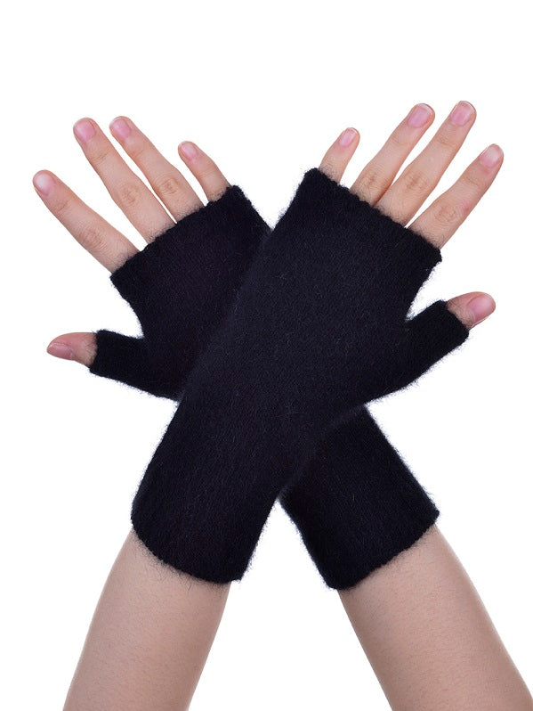 Black Possum Merino Short Glovelet by McDonald Knitwear