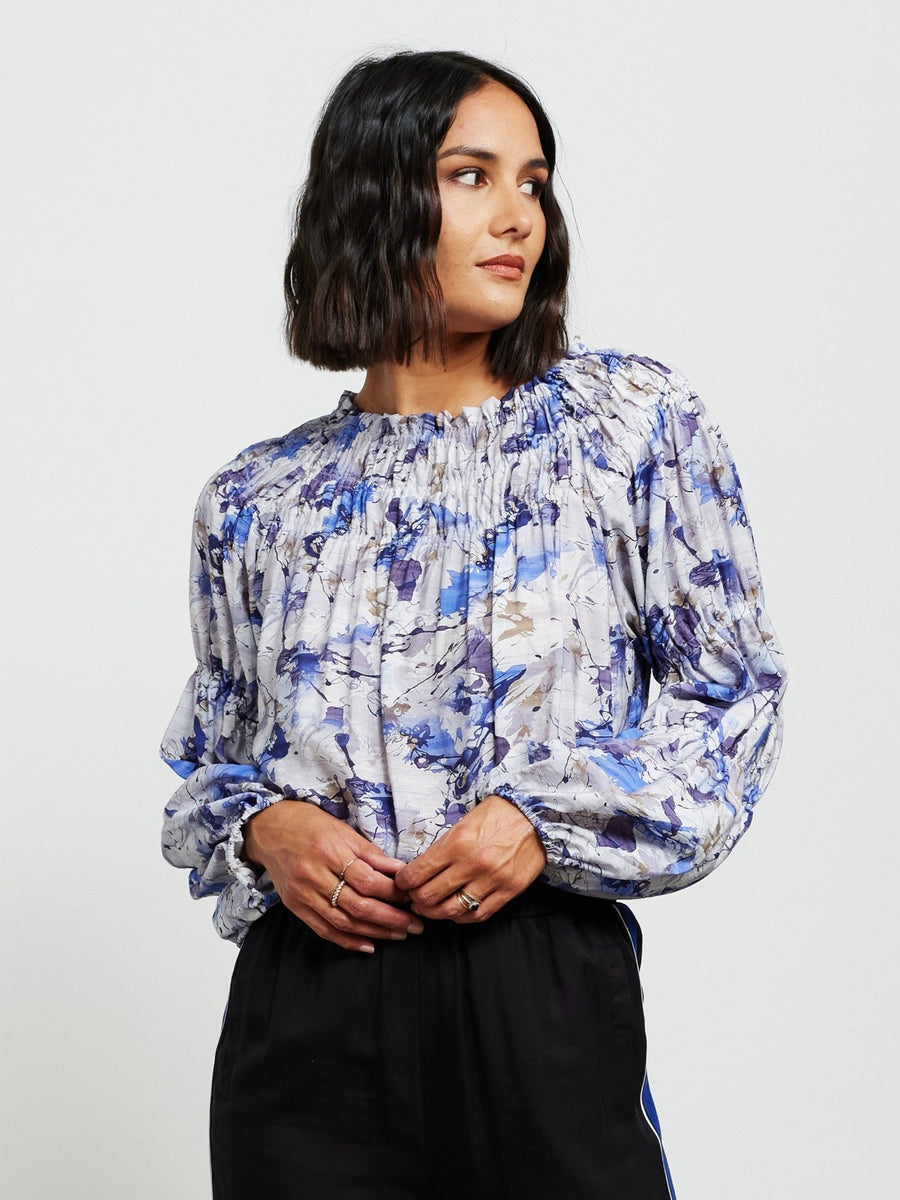 Britta Top in Valencia Print – Clevedon Woolshed