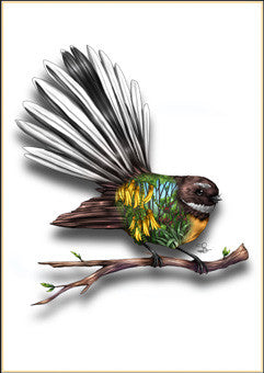 Sophie Blokker Fantail NZ Native Bird Print