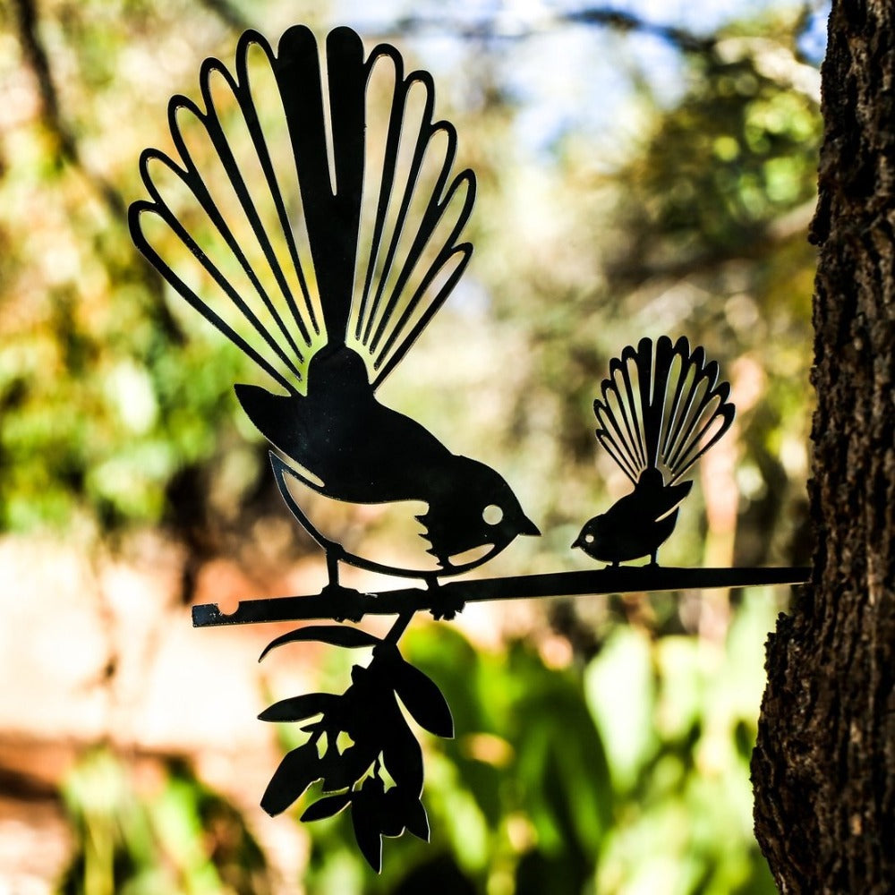 Metalbird fantail and chick X Large