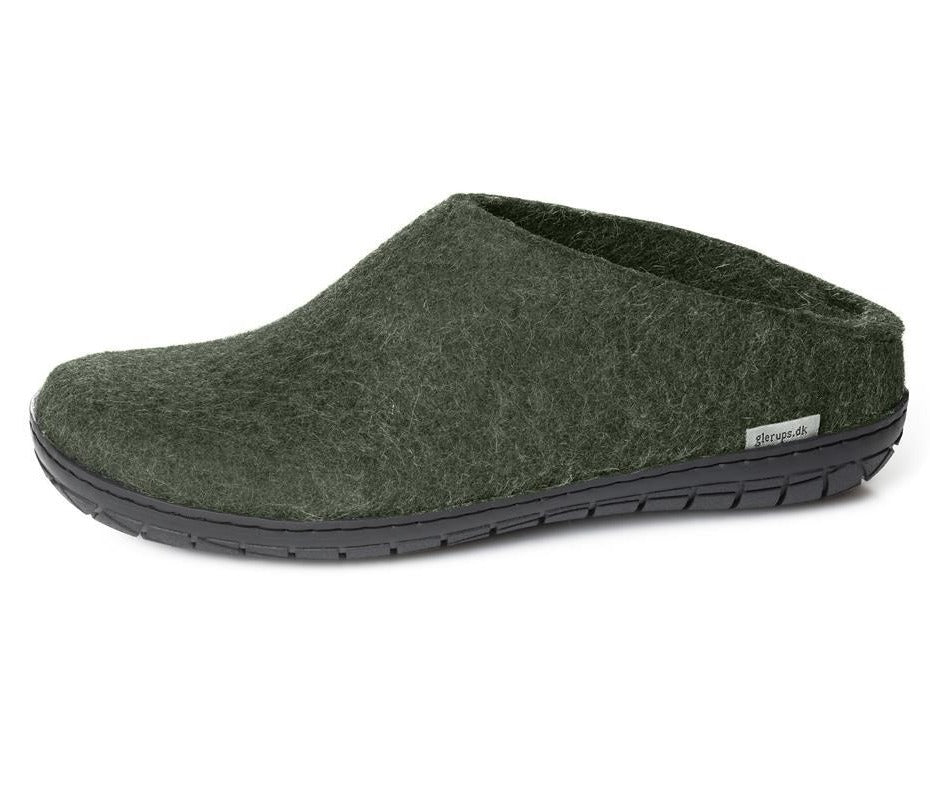 Glerups Black Rubber Sole Slip On in Forest