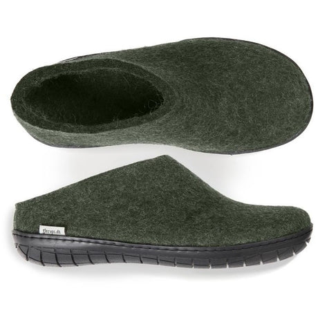 Glerups Black Rubber Sole Slip On in Forest