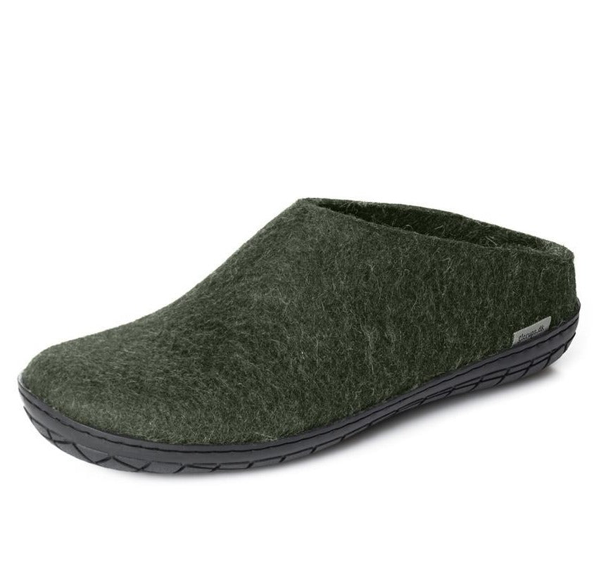 Glerups Black Rubber Sole Slip On in Forest