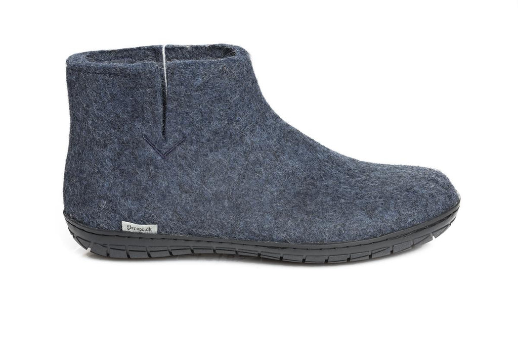 Glerups NZ Black Rubber Sole Boot in Denim