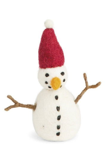 Felted Wool Snowman Red 10.5cm Christmas Decoration
