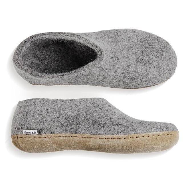 Glerups NZ Felted Wool Shoe with Leather Sole - Grey – Clevedon Woolshed