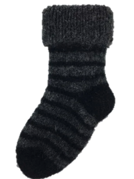 Kids Possum merino striped sock in Charcoal