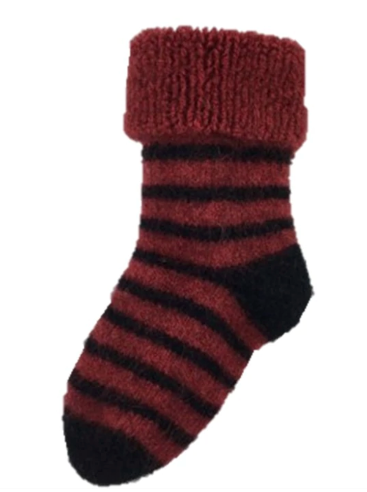 Kids Possum merino striped sock in Berry