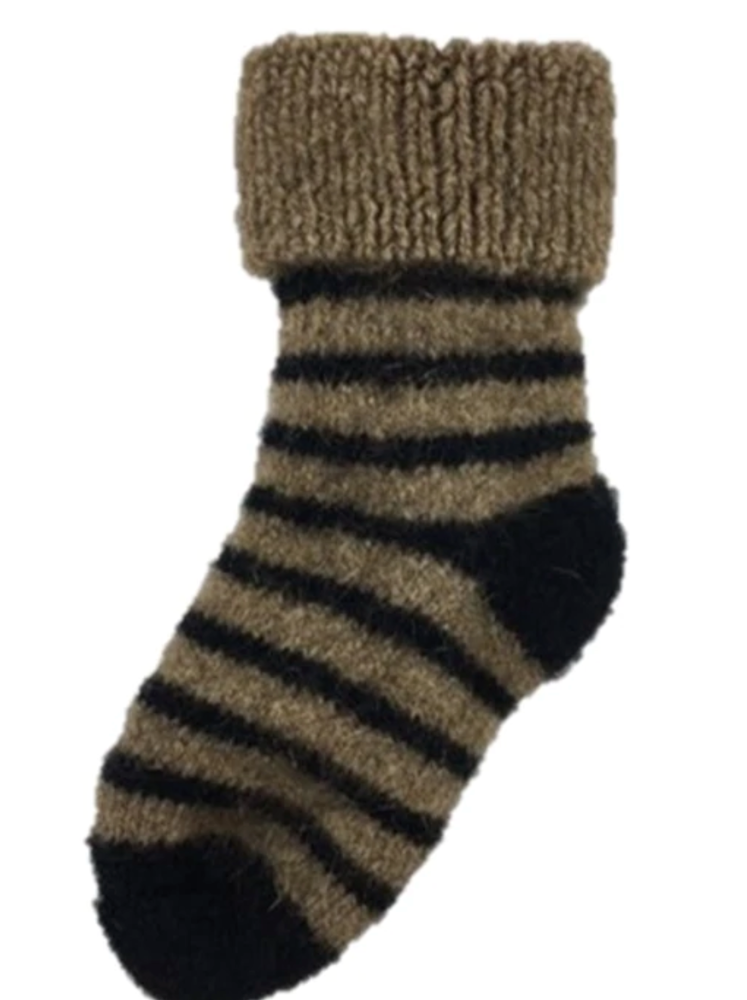 Kids Possum merino striped sock in Wheat