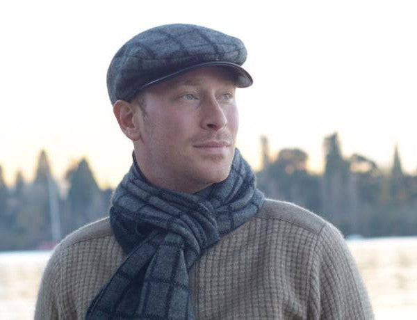 Possum Merino Checked Scarf in Pewter Black