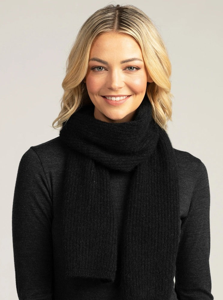 Merinomink Ribbed Scarf in Jet