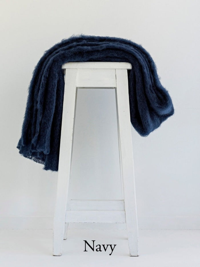 Mohair Knee Throw in Navy