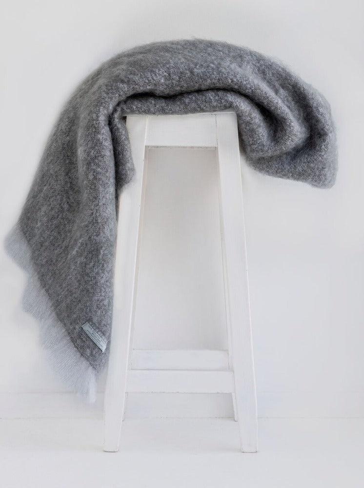 Mohair Knee Throw in Pewter