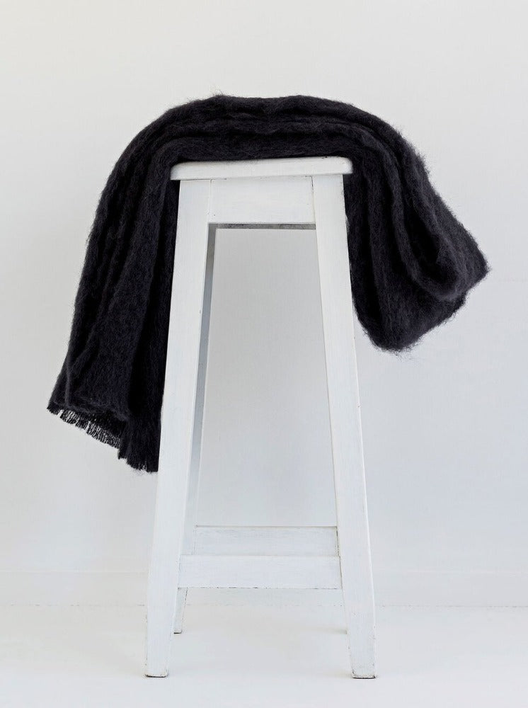 Mohair Knee Throw in Raven