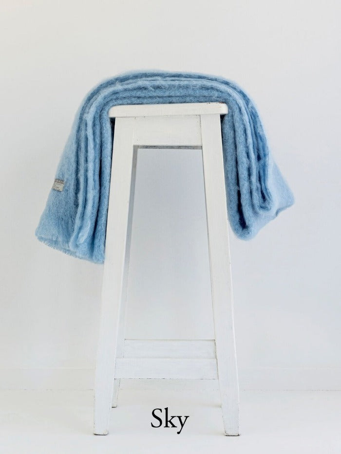 Mohair Knee Throw in Sky