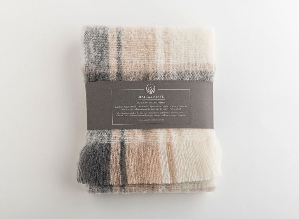 Organic Merino Scarf  in Plaid by Masterweave