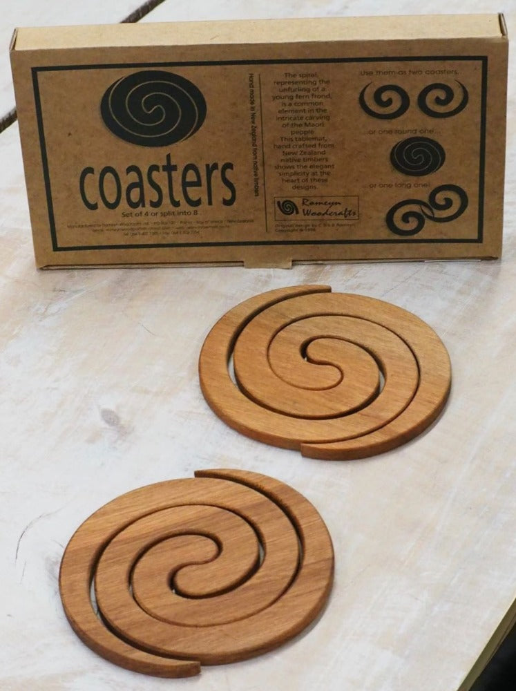 Romeyn rimu spiral coasters