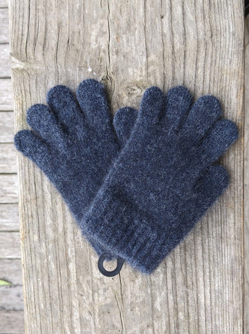 Kids Possum merino gloves in Denim