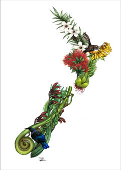 Sophie Blokker Flora Map of NZ