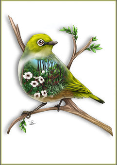 Waxeye Print by NZ artist Sophie Blokker