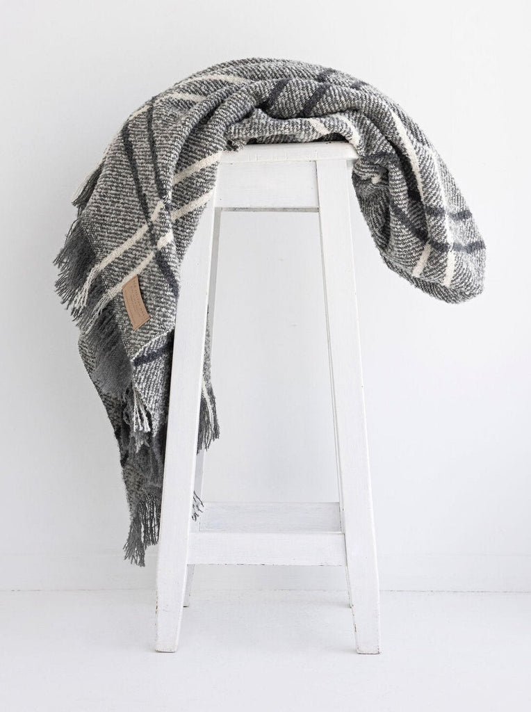 Masterweave Wool Twill throw in grey Check