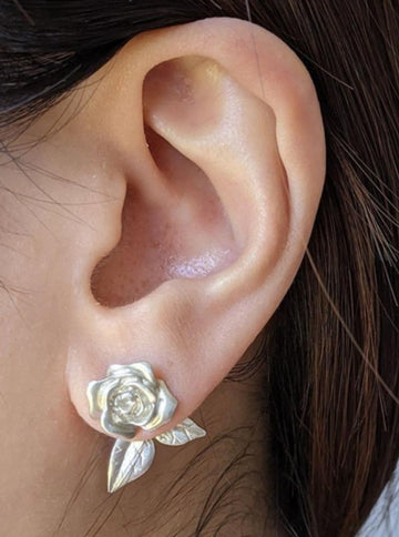 Sterling Silver Rose Earrings by Winter in July