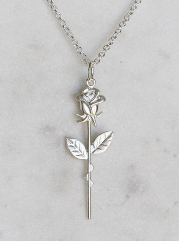Winter in July Single Rose Necklace