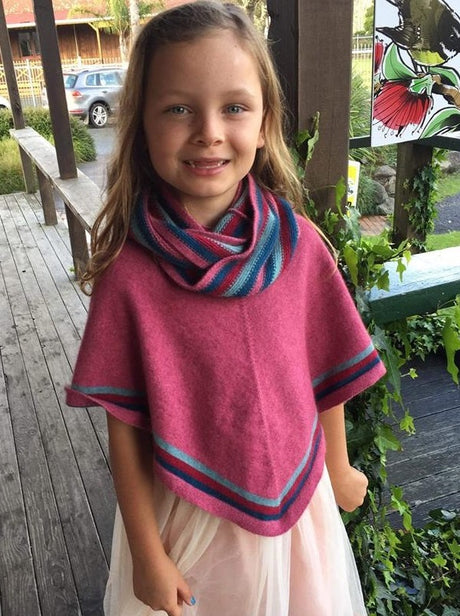 Nativeworld Striped Poncho in Raspberry