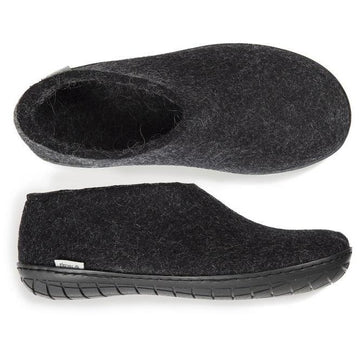 Glerups Black Rubber Sole Felted Woollen Shoe in Charcoal